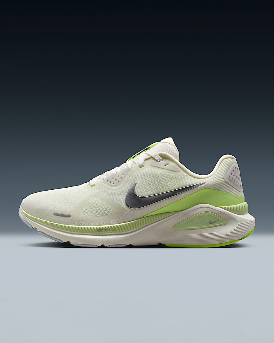 Nike Structure 26 耐克稳程女子公路跑步鞋 - 山峰白/微黄绿/帆白/金属铬色