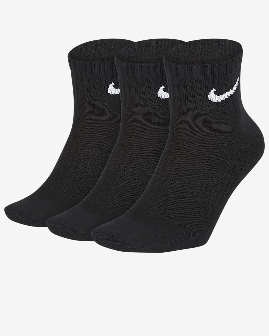 Nike Everyday Lightweight 速干训练短袜（3 双） - 黑/白色