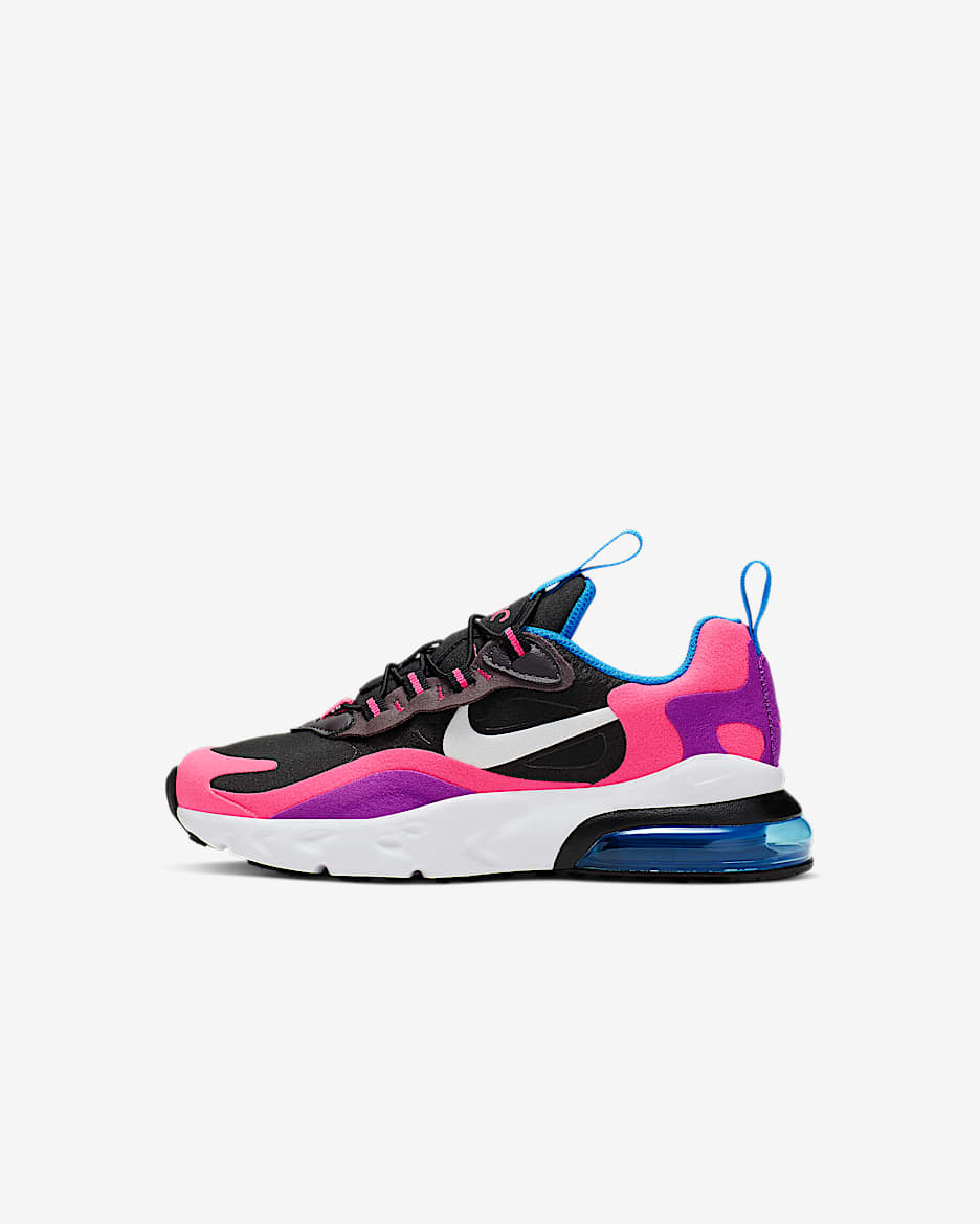 Nike Air Max 270 RT (PS) 幼童运动童鞋 - 黑/透明粉/明亮紫/白色