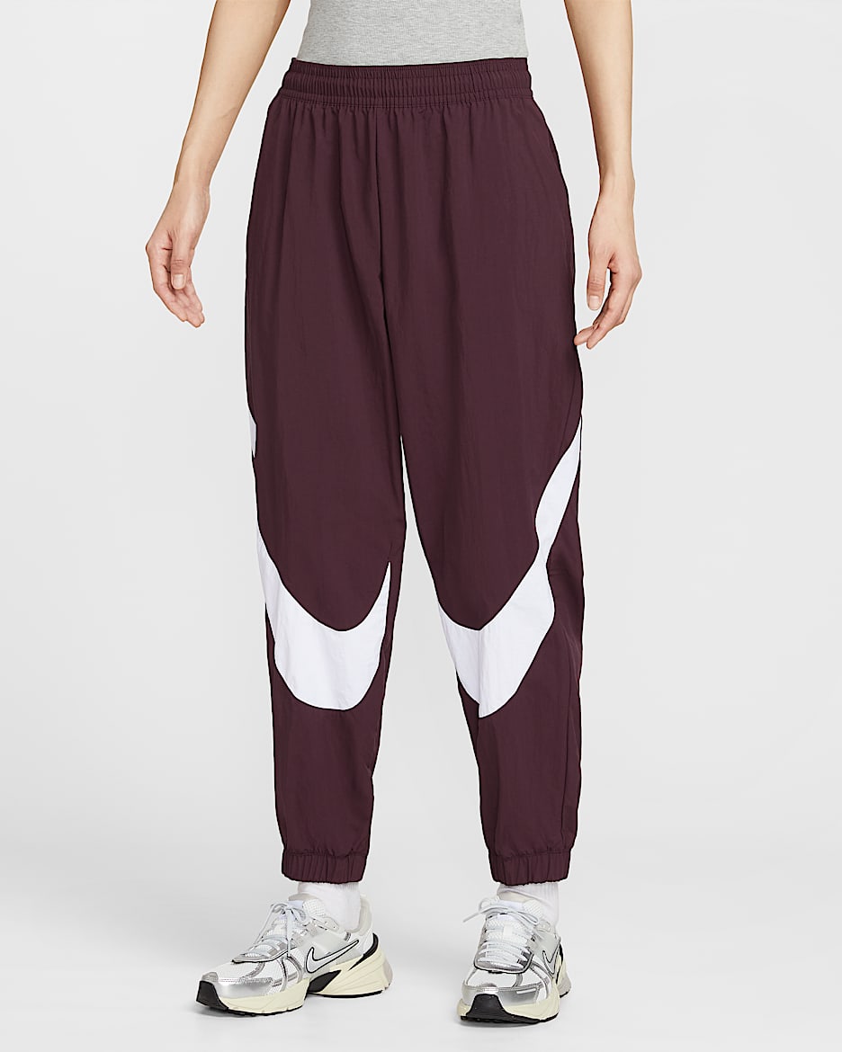 Nike Sportswear 女子中腰长裤 - 鲜亮勃艮第酒红/白色