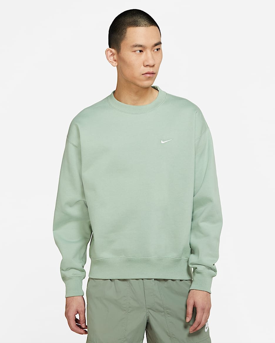 NikeLab 男子加绒圆领上衣 - 温和灰绿/白色