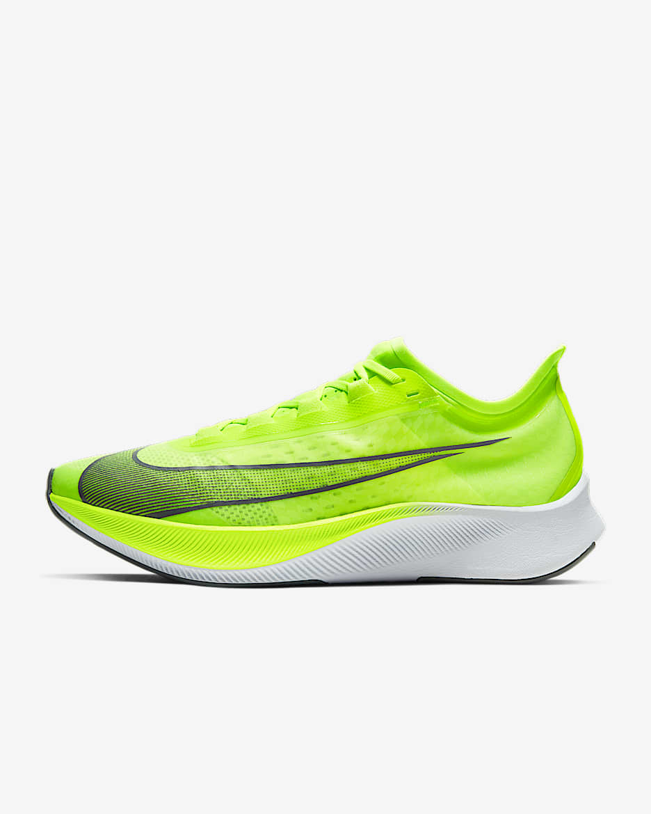 Nike Zoom Fly 3 男子公路竞速跑步鞋 - 荧光黄/白色/烟灰