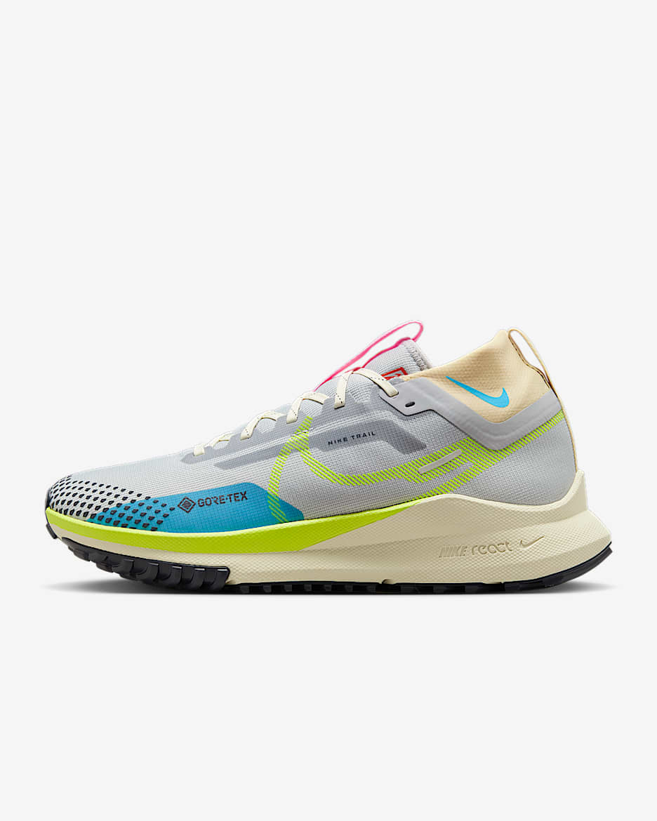 Nike Pegasus Trail 4 GORE-TEX 耐克飞马户外男子防水越野跑步鞋 - 狼灰/体育场绿/波罗的海蓝/荧光黄
