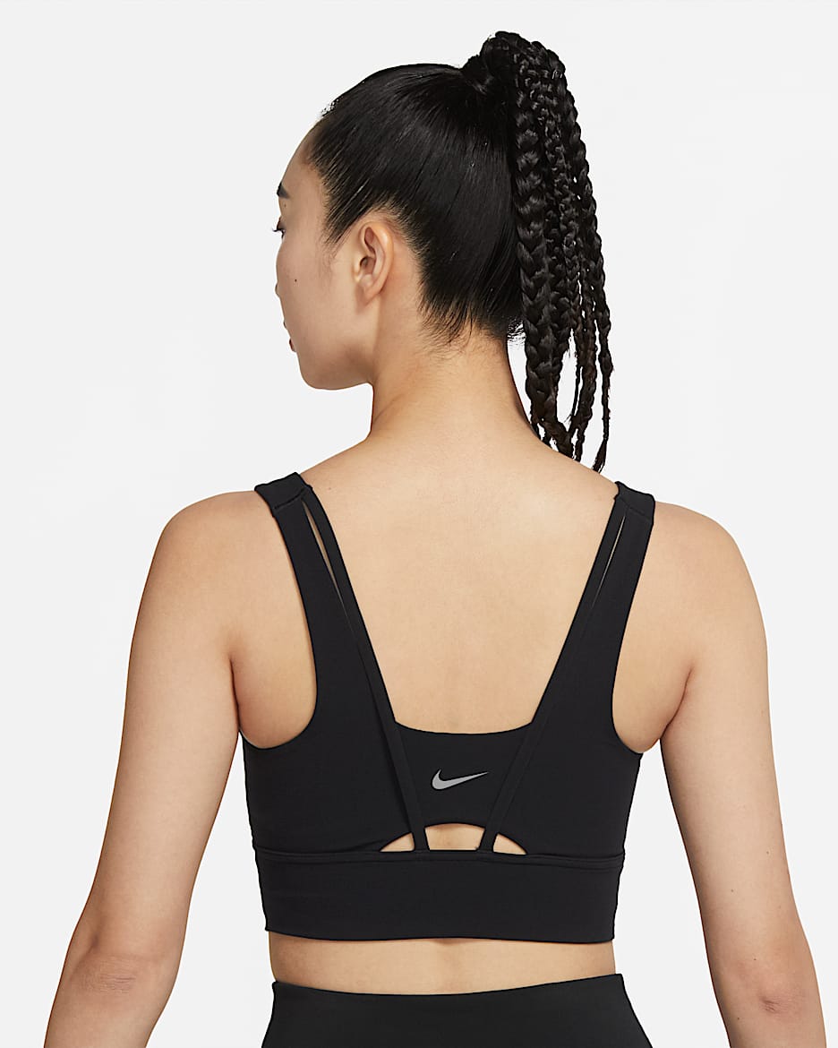Nike Zenvy 女子中强度支撑衬垫速干长款运动内衣 - 黑/帆白