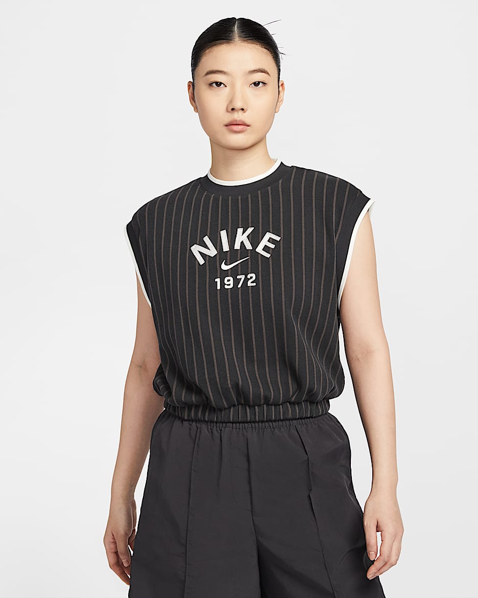 Nike Sportswear Collection 女子宽松针织无袖上衣 - 黑/丝绒棕/帆白/帆白
