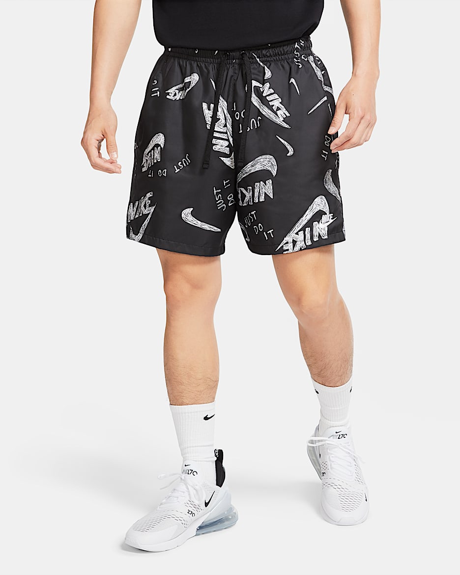 Nike Sportswear 男子印花短裤 - 黑/白色