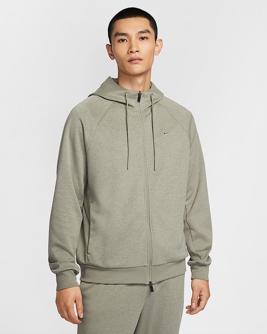 Nike Primary Fleece Dri-FIT 男子透气速干全长拉链开襟百搭运动连帽衫防晒衣 - 浅军绿/调色/浅军绿
