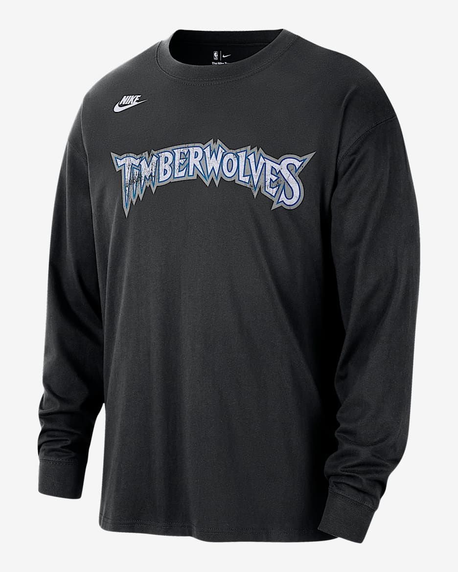 明尼苏达森林狼队 Essentials Hardwood Classics Nike NBA 男子长袖T恤 - 黑