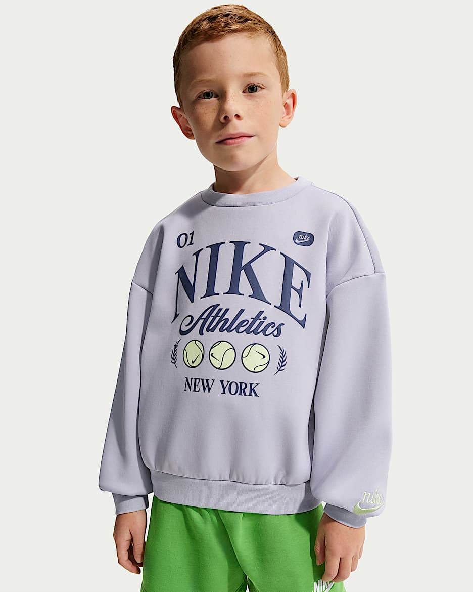 Nike Tennis Lifestyle 幼童圆领上衣 - 幻影/蓝色/电子绿/蓝色