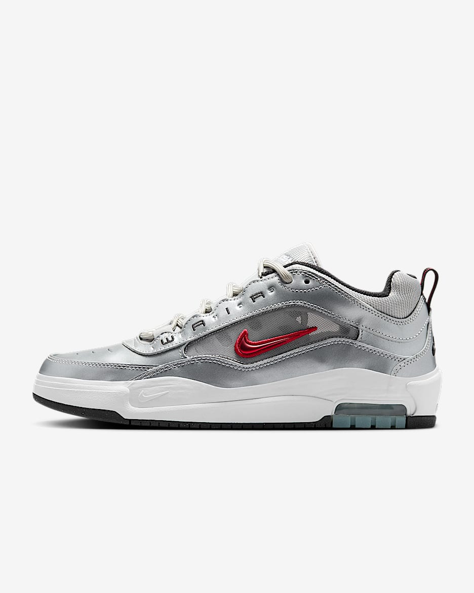 Nike Air Max Ishod Premium 男子滑板鞋 - 金属银/金属银/白色/校园红