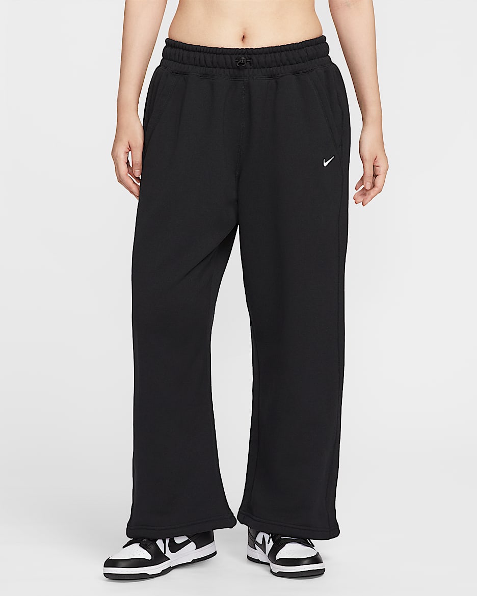 Nike Sportswear 女子 Oversize 风中腰直筒针织长裤 - 黑/帆白
