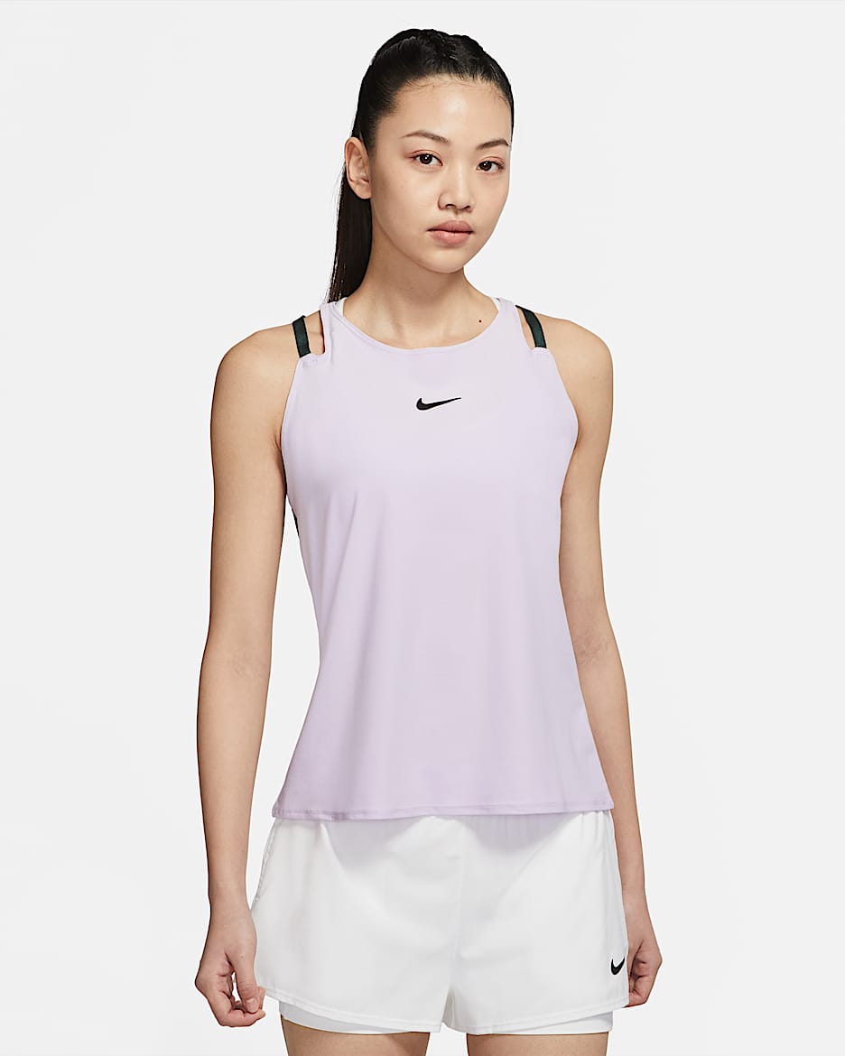 NikeCourt Dri-FIT Advantage 女子网球背心 - 粉紫/专业绿/黑