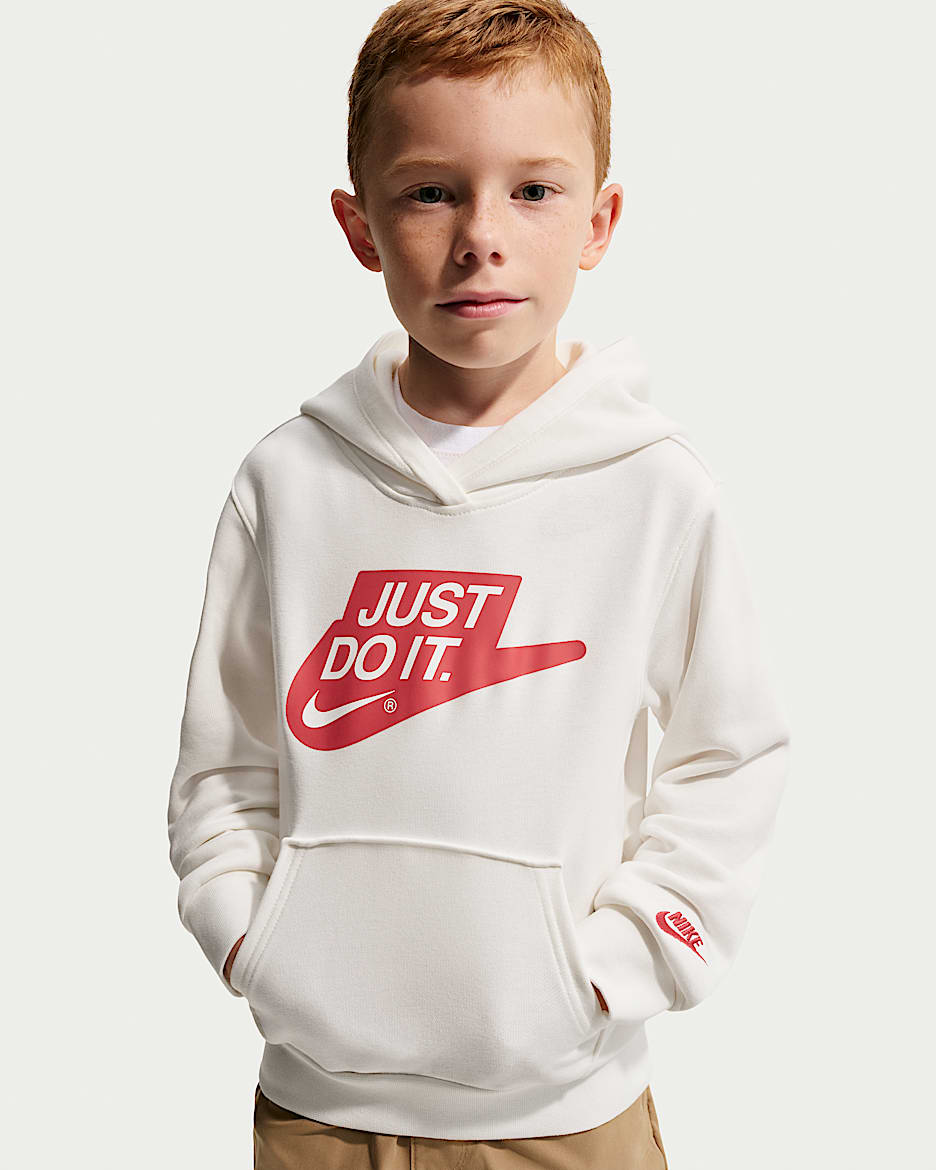 Nike Sportswear Club 幼童法式毛圈连帽衫 - 帆白/红色/白色