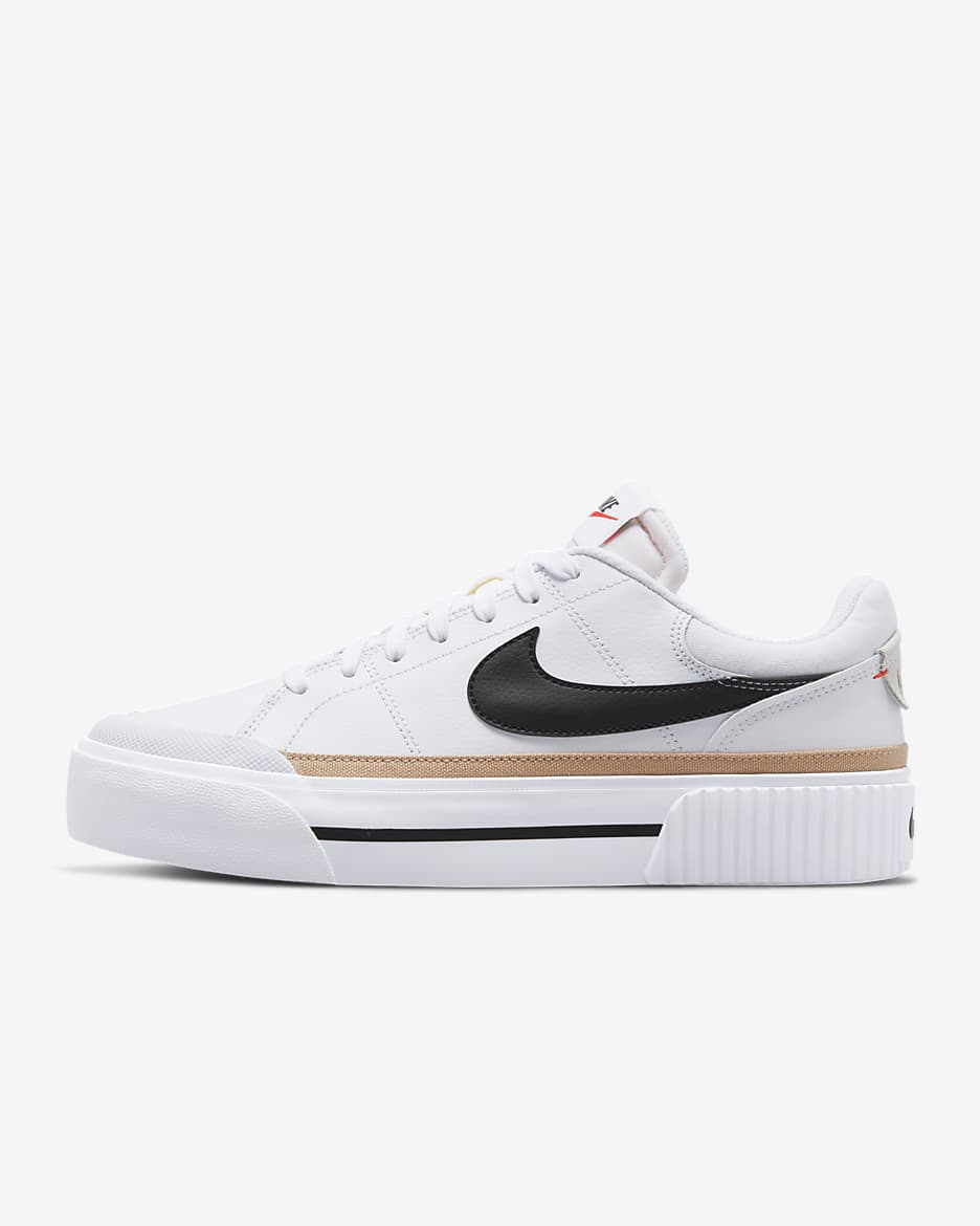 Nike Court Legacy Lift 女子厚底增高运动鞋板鞋 - 白色/麻黄/队橙/黑
