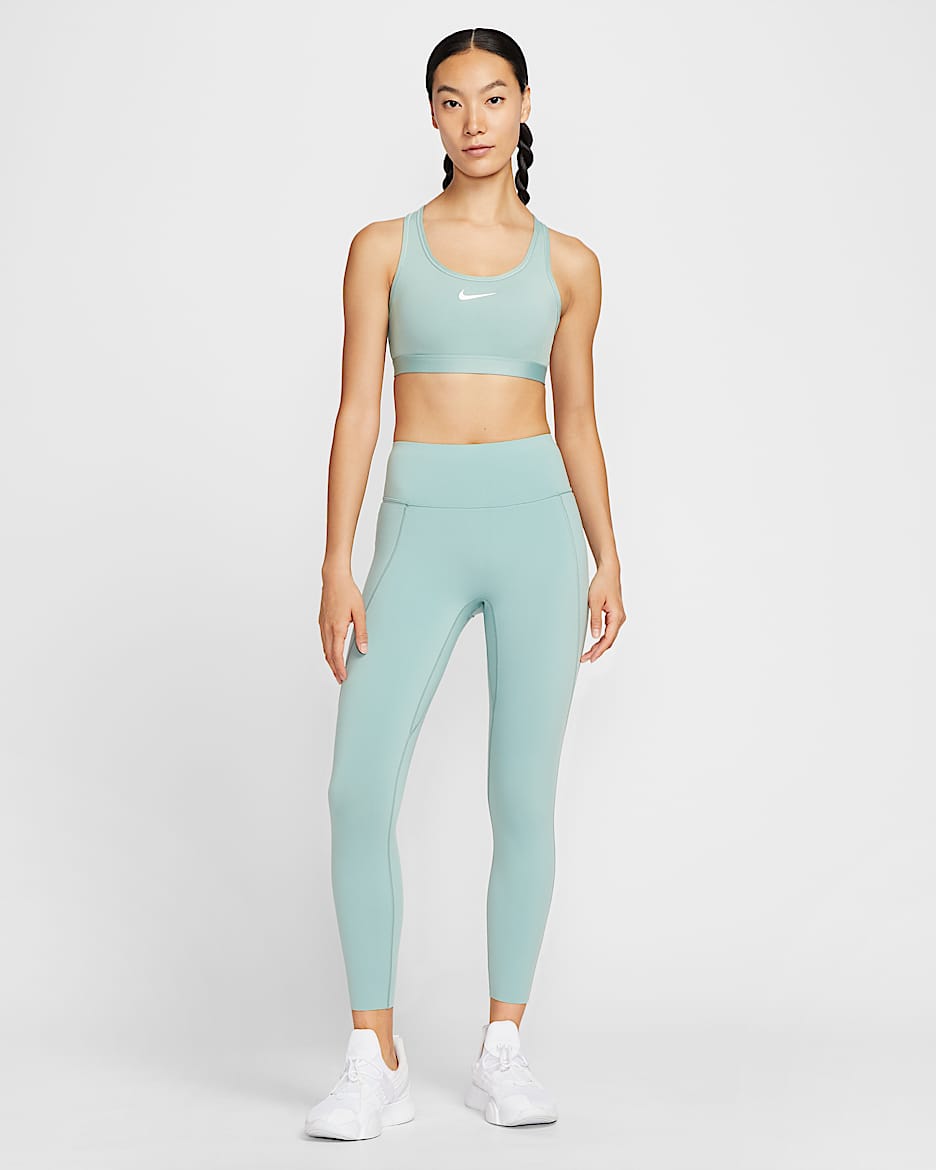 Nike Universa 女子速干中强度包覆高腰口袋九分紧身裤 - 大炮灰/海岸绿/海岸绿