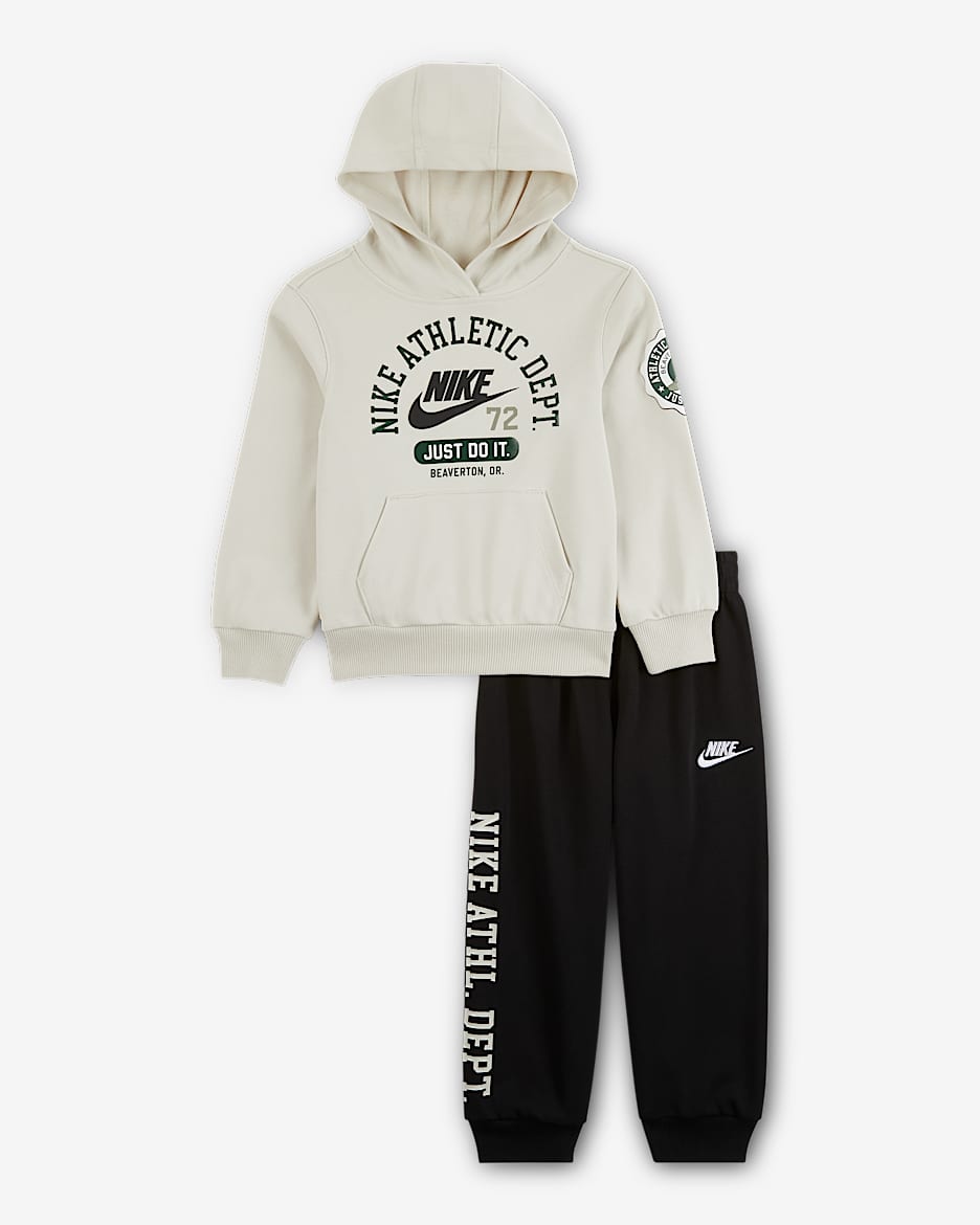 Nike Sportswear 幼童法式毛圈连帽衫和长裤套装 - 黑