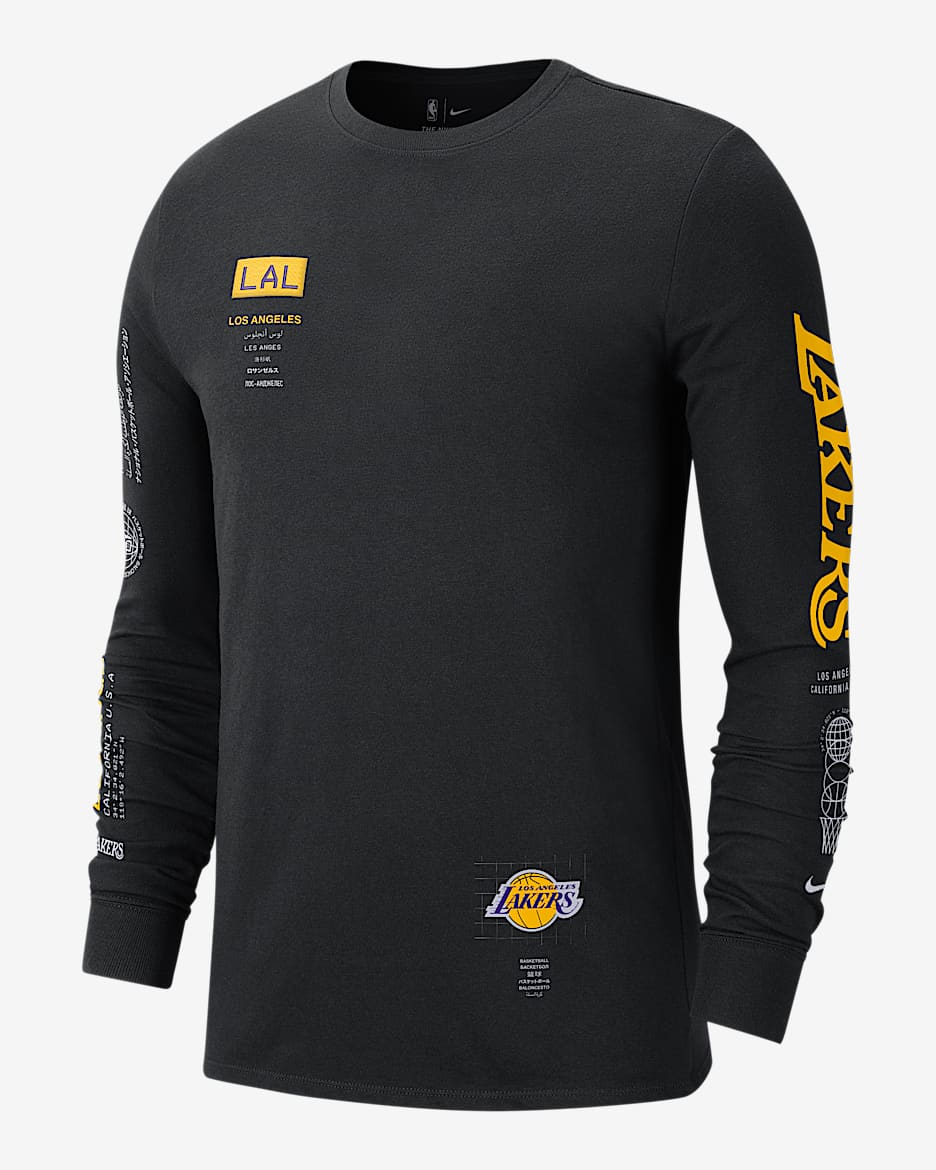 洛杉矶湖人队 Courtside Nike NBA 男子长袖T恤 - 黑
