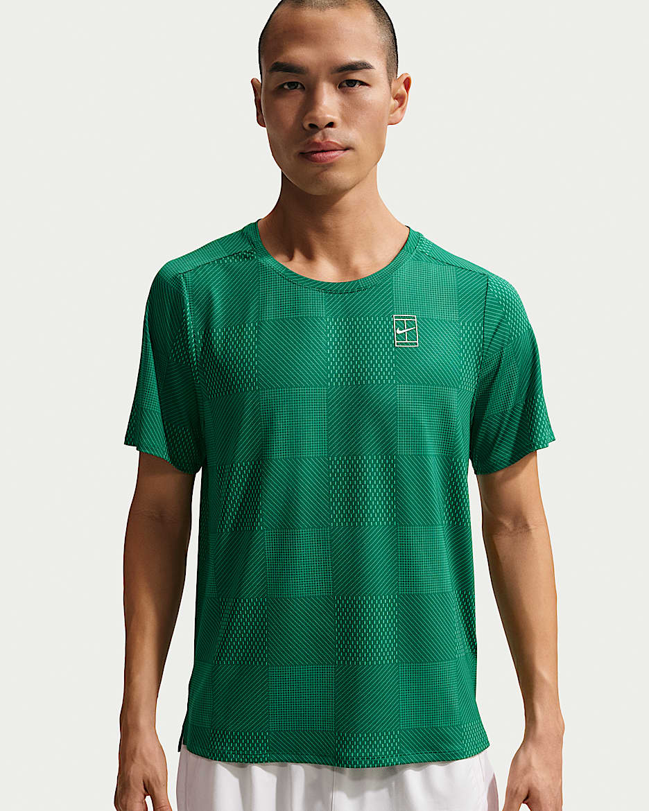 NikeCourt Advantage Dri-FIT 男子速干短袖上衣 - 孔雀绿/白色