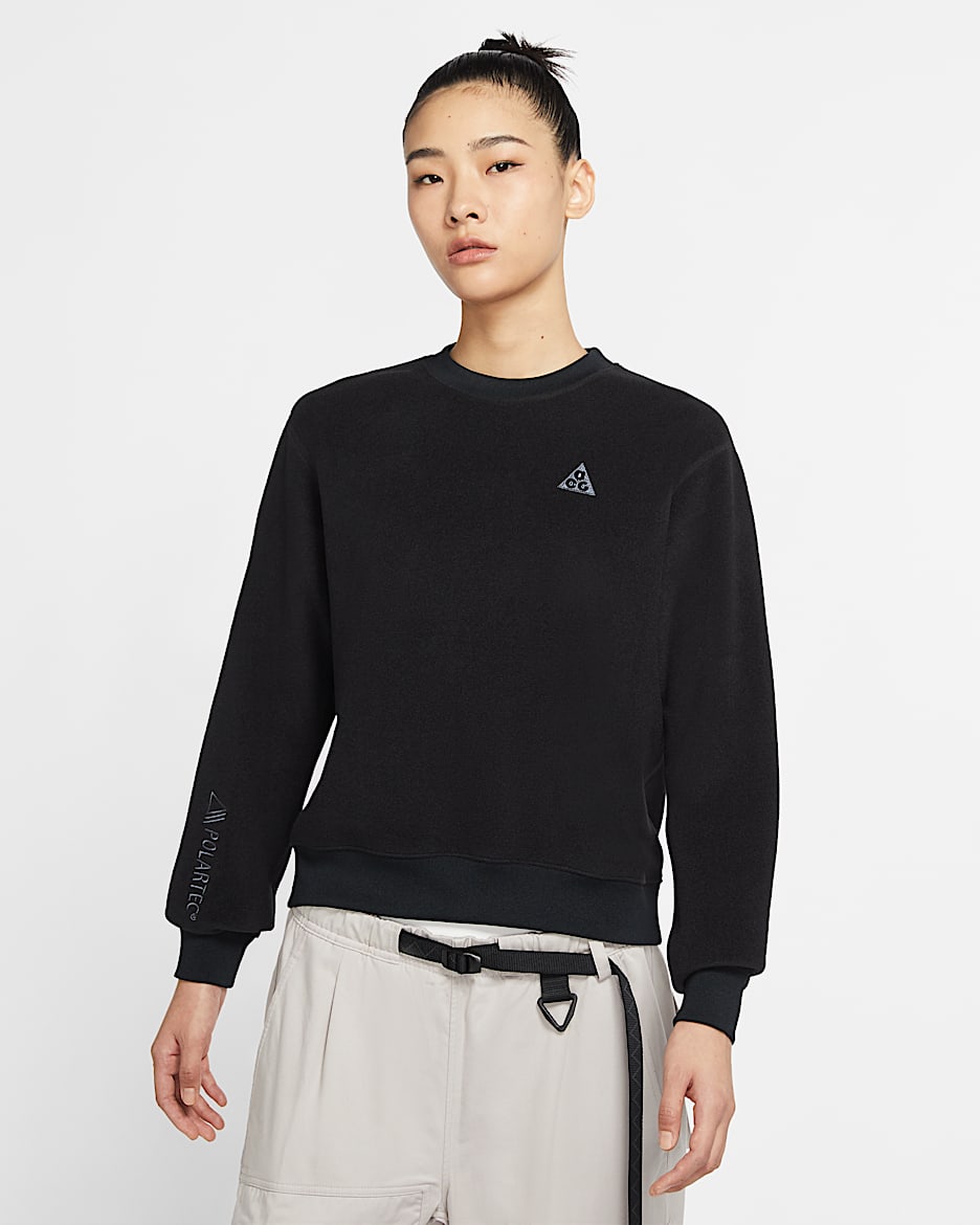 Nike ACG Polartec® "Wolf Tree" 女子圆领运动上衣 - 黑/煤黑/煤黑