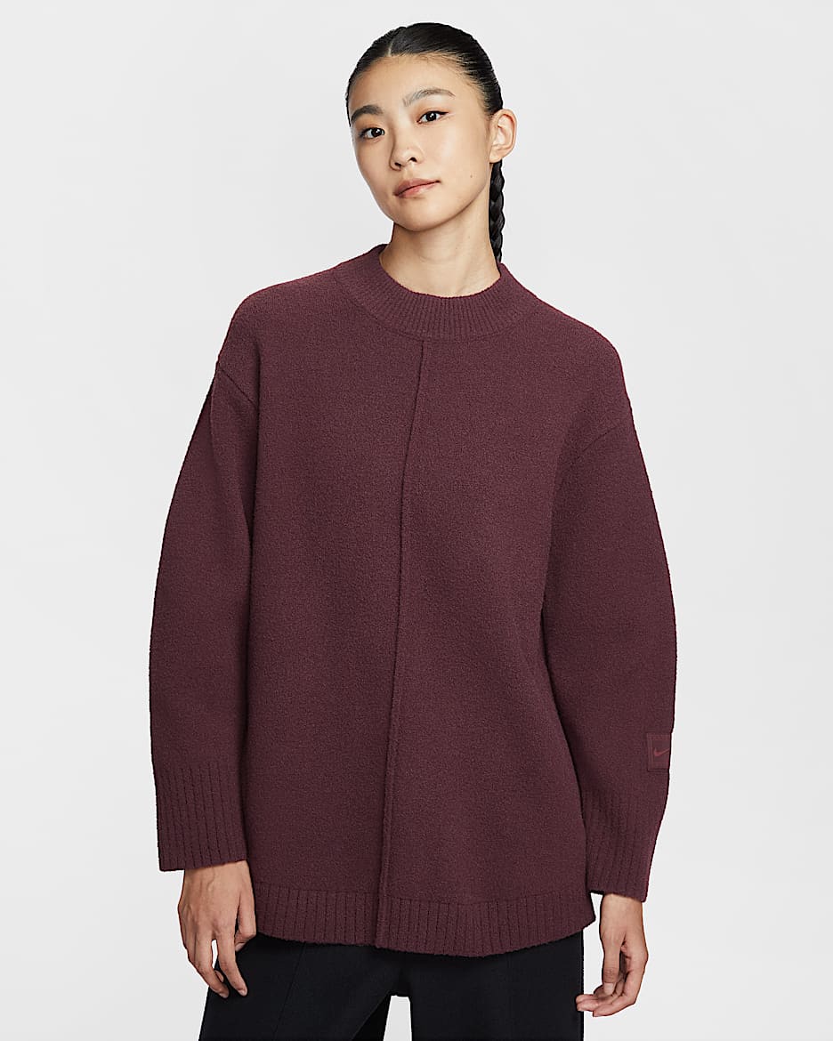 Nike Sportswear 女子加绒毛衣 - 鲜亮勃艮第酒红/暗队红