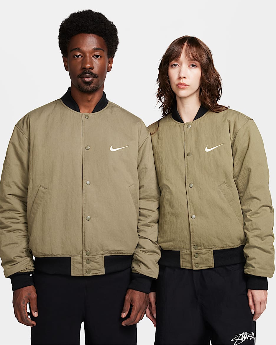 Nike x Stüssy 男/女双面穿夹克 - 中橄榄绿/亮橘/帆白
