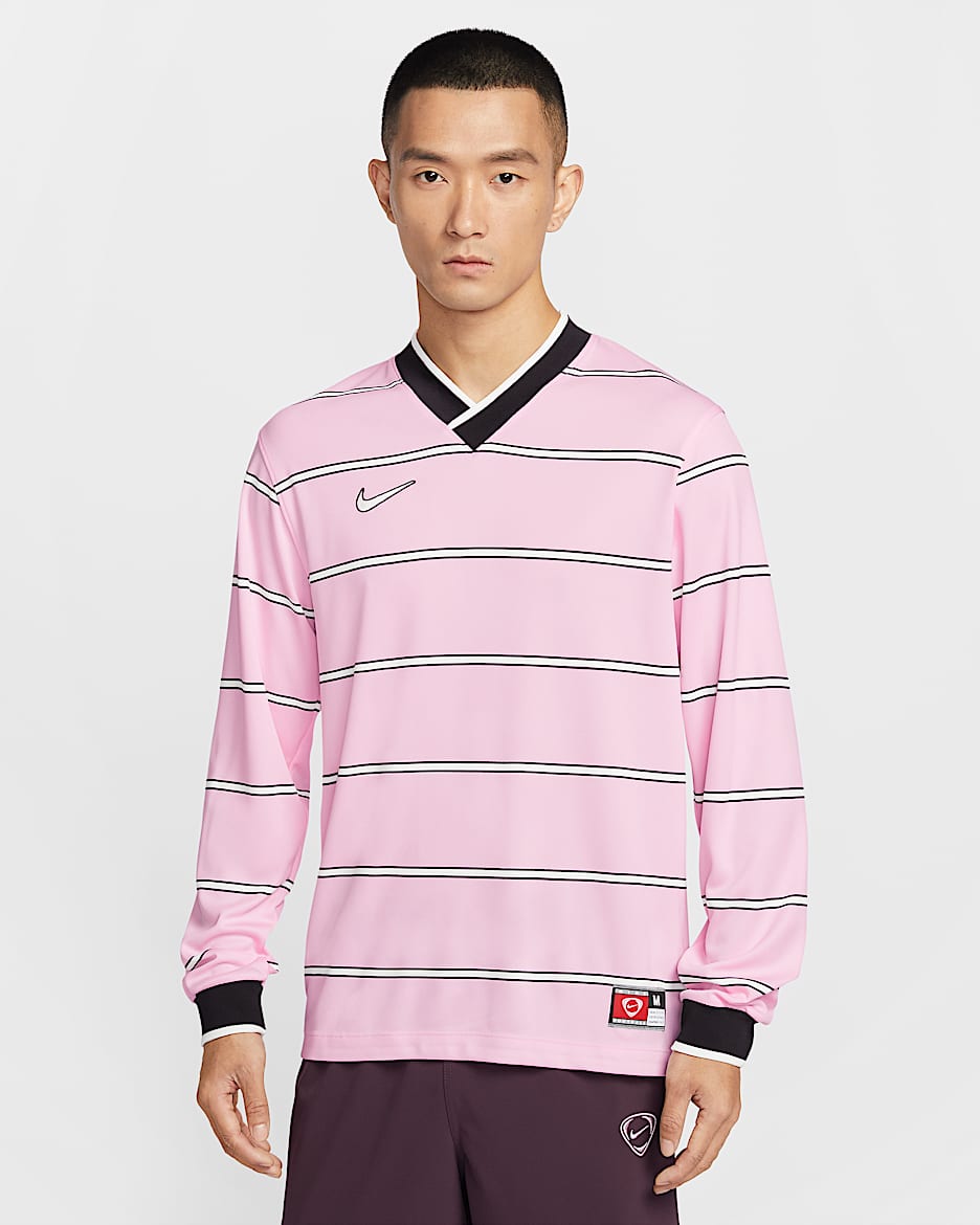 Nike Energy Dri-FIT 男子速干长袖足球上衣 - 泡沫粉/灰黑/山峰白/山峰白