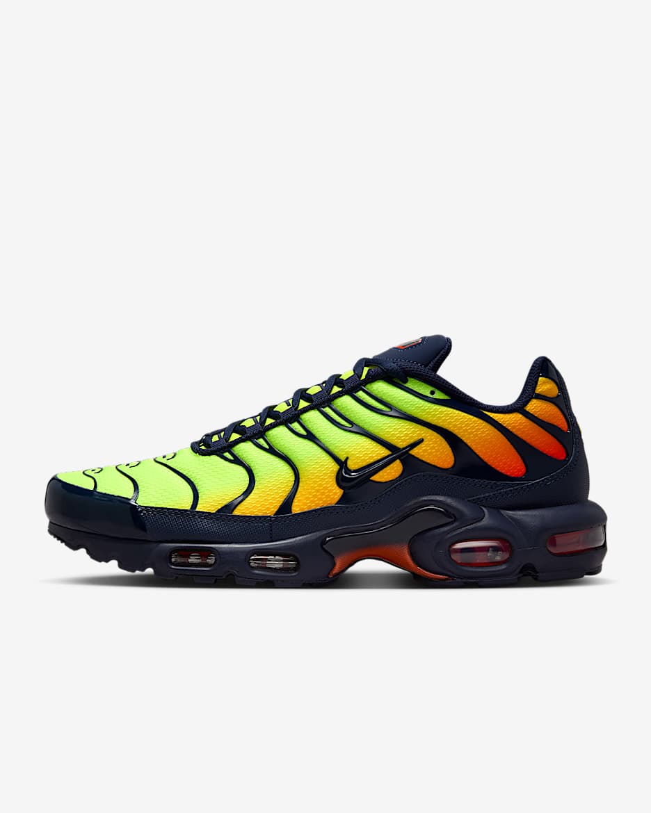 Nike Air Max Plus 男子运动鞋 - 亮眼柠檬黄/橙红/激光橙/黑蓝