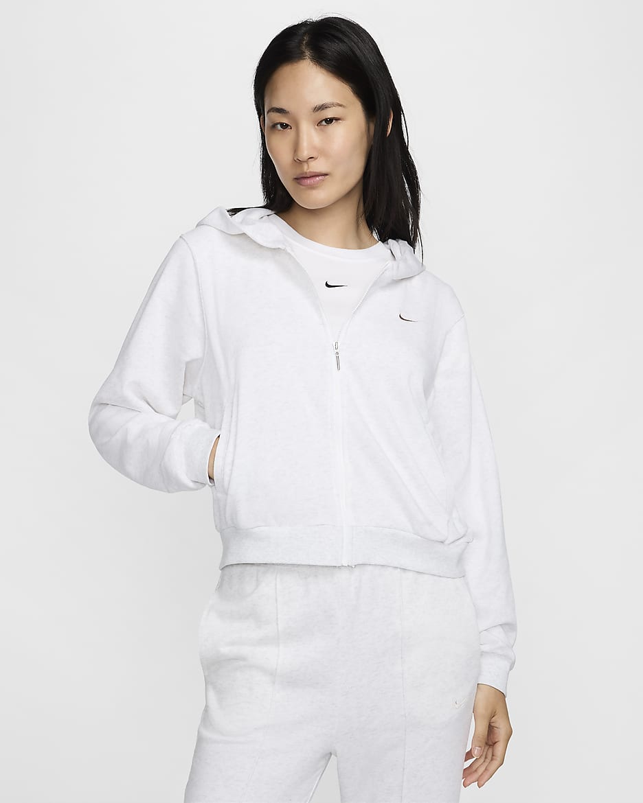 Nike Sportswear Chill Terry 女子宽松全长拉链开襟法式毛圈连帽衫 - 调色桦树色/浅土褐