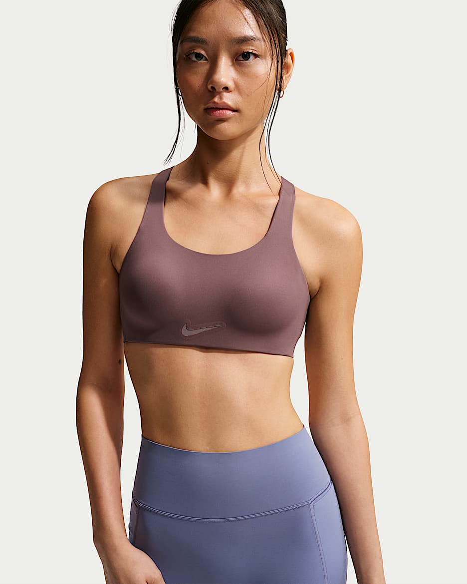 Nike Rival 女子速干稳固超高强度支撑衬垫运动内衣 - 图腾黑紫