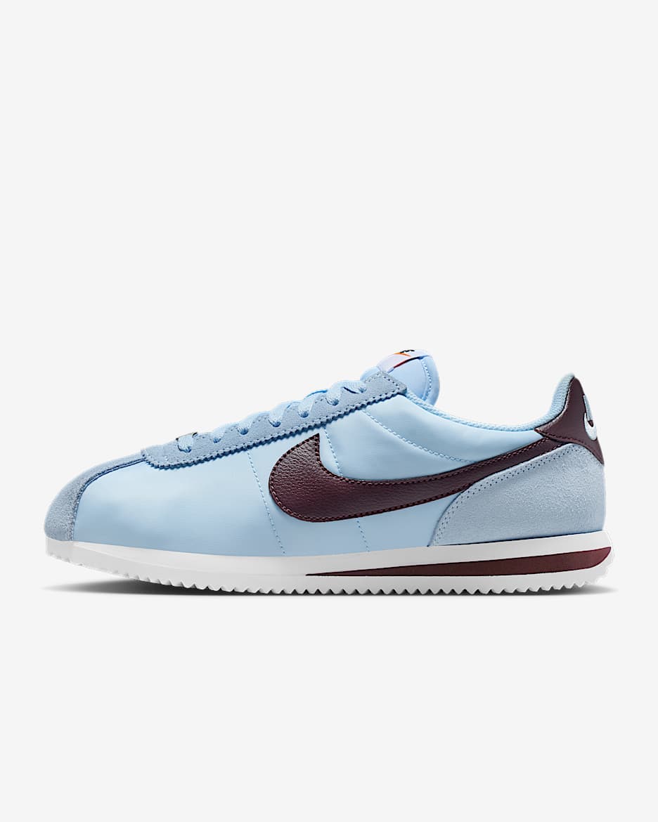 Nike Cortez Textile 郑钦文同款女子复古运动鞋 - 天青石蓝/白色/鲜亮勃艮第酒红