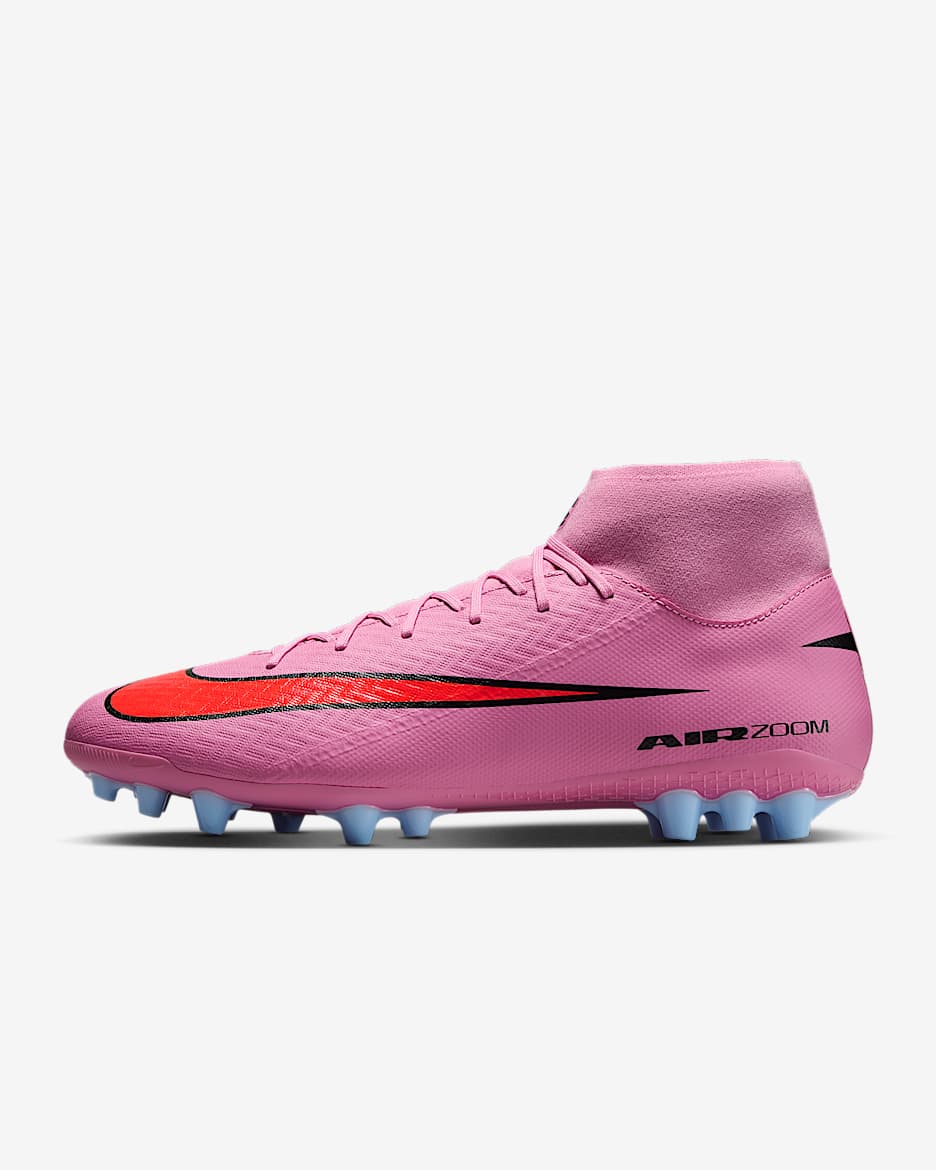 Nike Mercurial Superfly 10 Academy 耐克刺客系列人造草地高帮足球鞋 - 神秘火烈鸟红/鲜橙红/黑