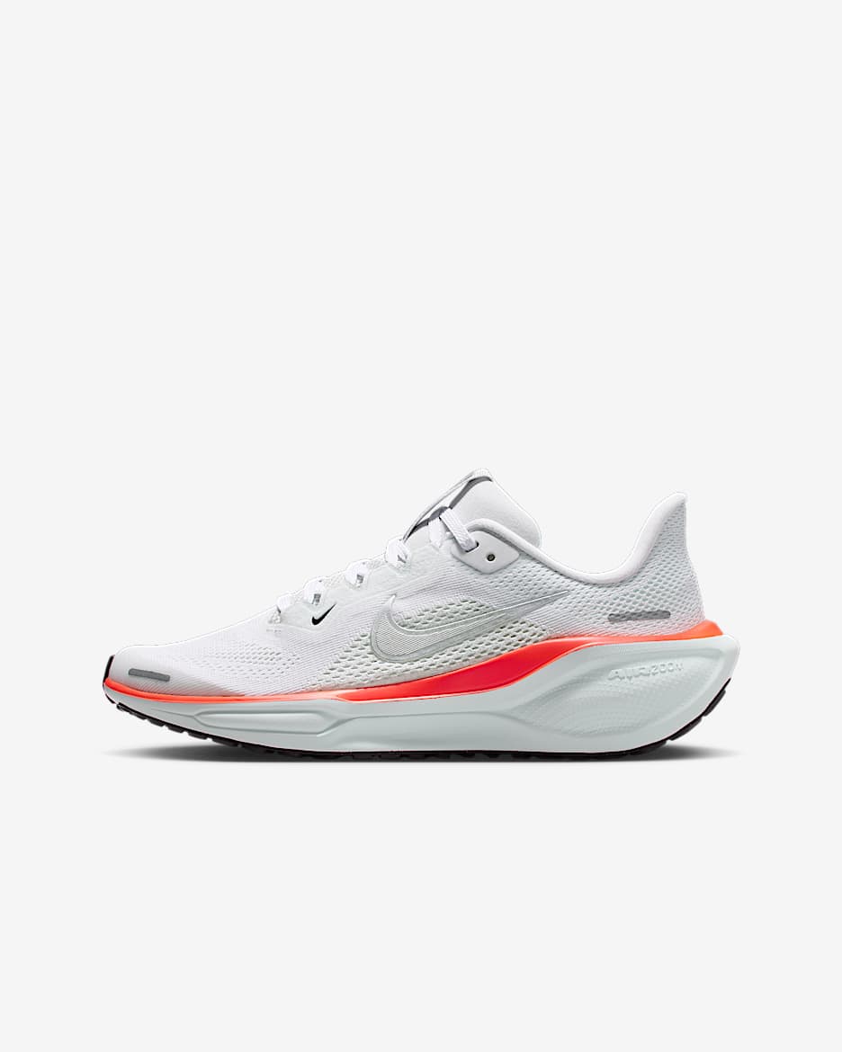Nike Pegasus 41 耐克小飞马大童体考公路跑步鞋 - 白色/微绿/亮深红/金属银