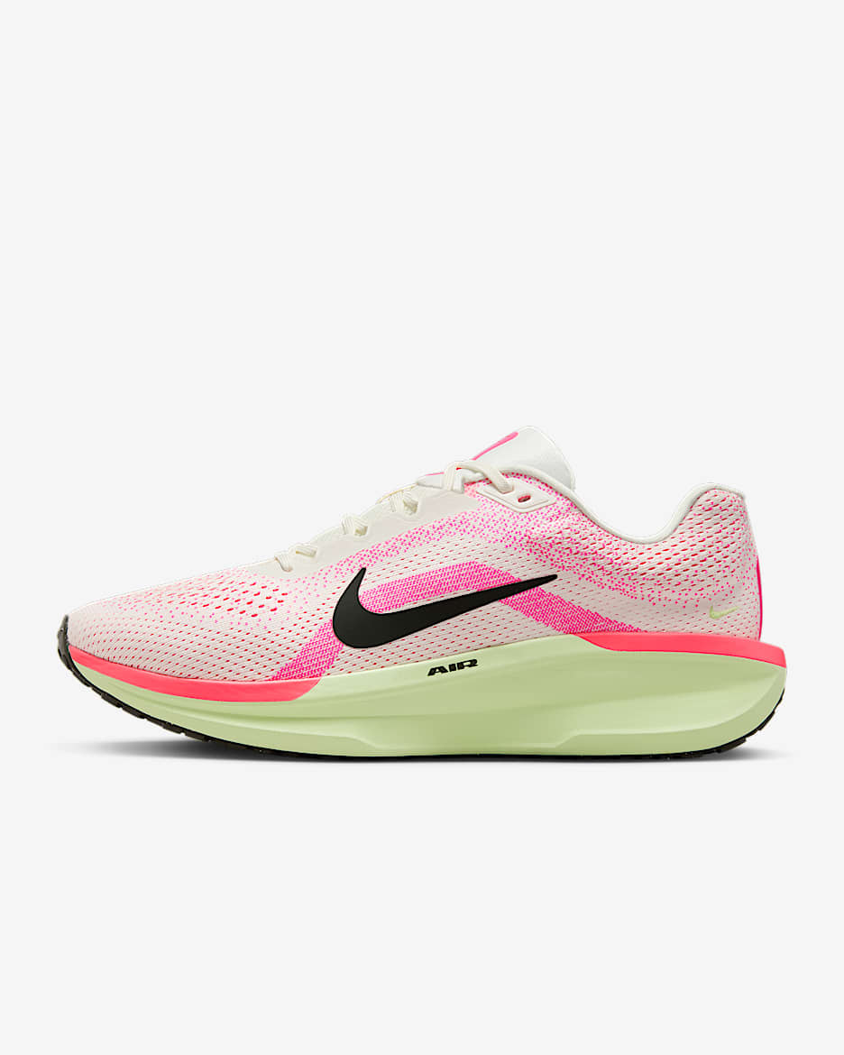 Nike Winflo 11 男子公路跑步鞋 - 帆白/透明粉/亮深红/红杉绿