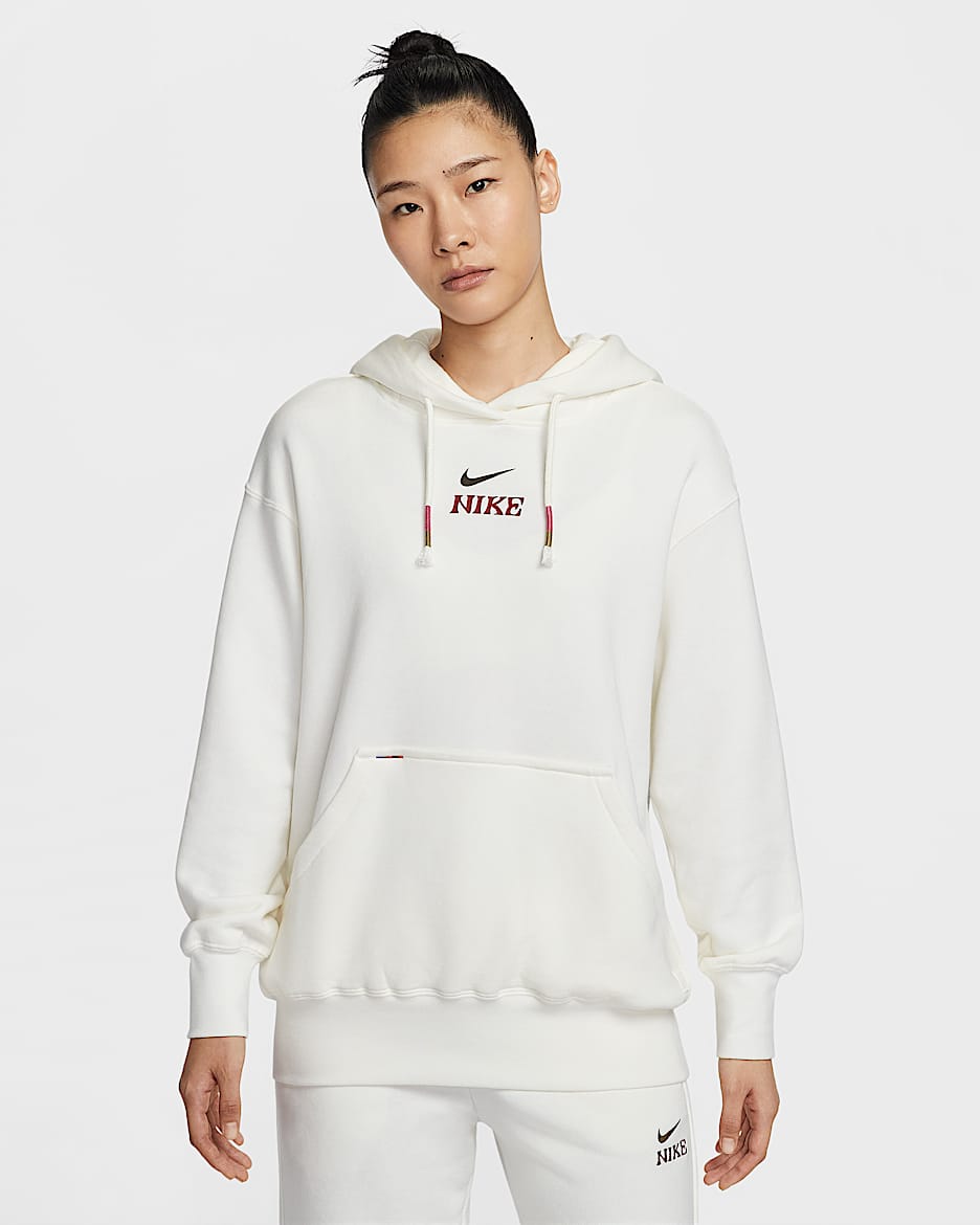Nike Sportswear 马年限定脱缰系列新年款女子 Oversize 风套头针织连帽衫 - 帆白