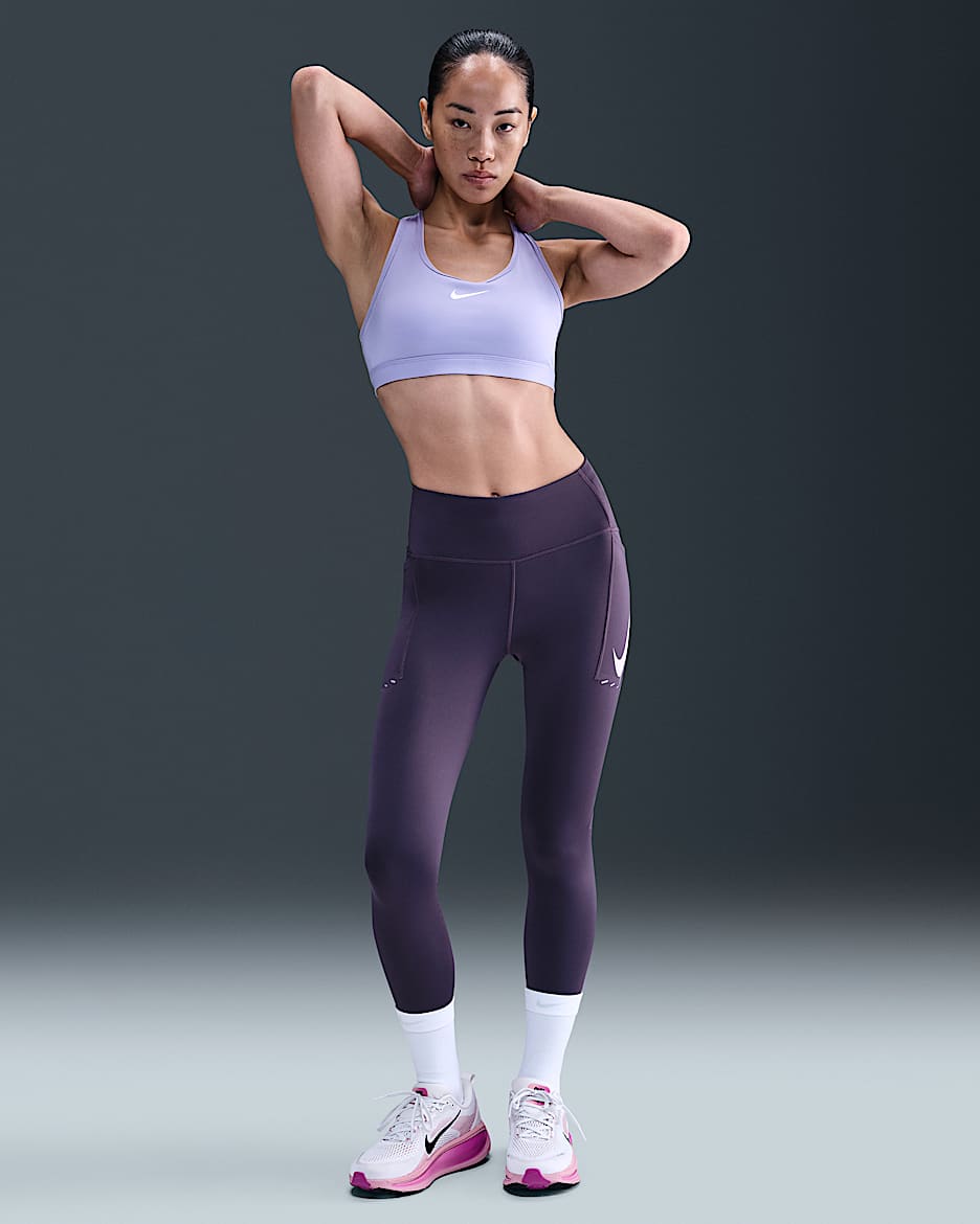 Nike Swift 女子速干高腰口袋跑步九分紧身裤 - 乌紫