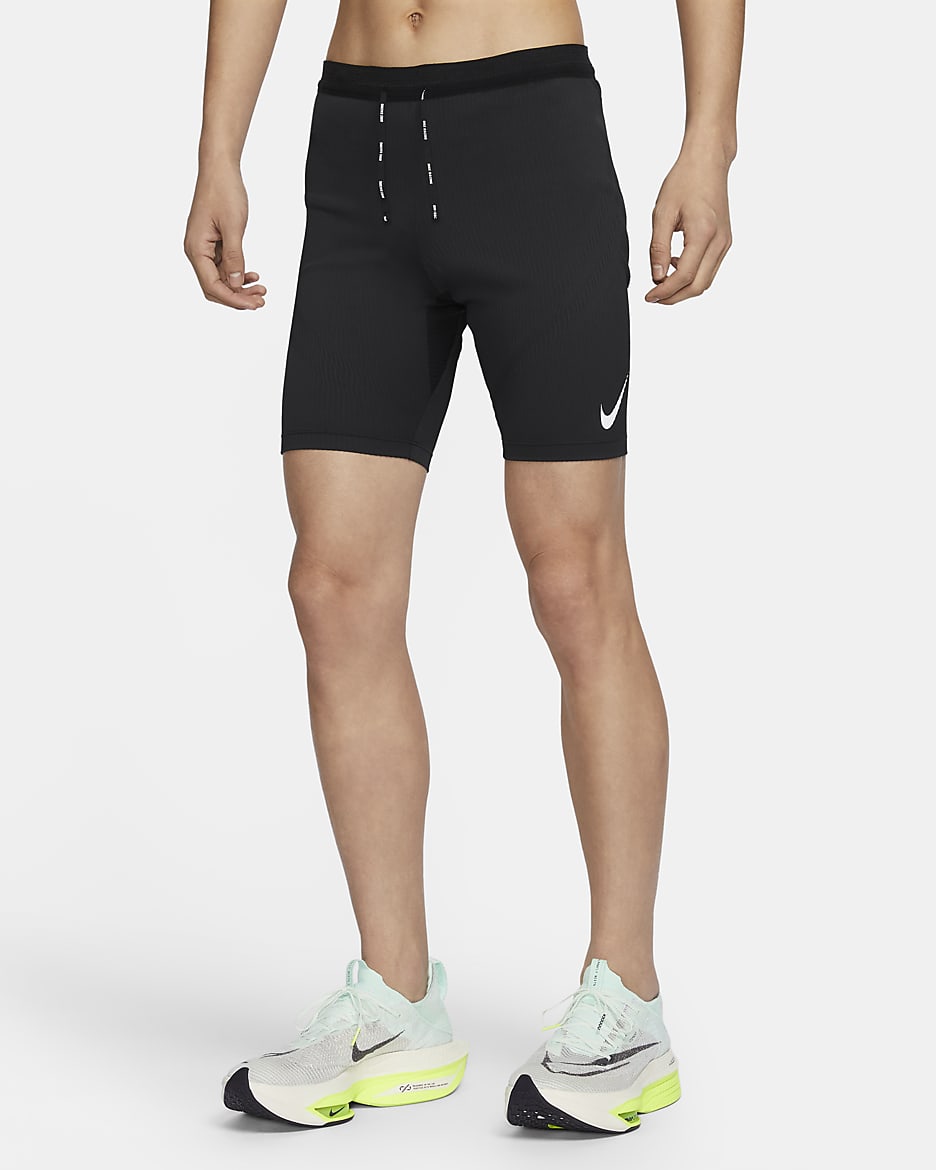 Nike AeroSwift Dri-FIT ADV 男子速干跑步紧身短裤 - 黑/山峰白