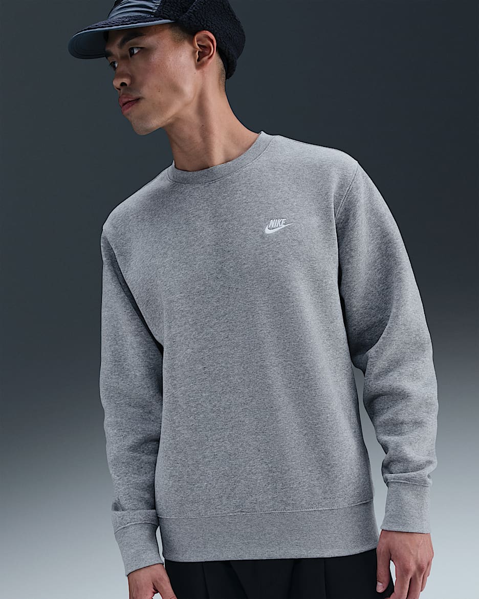 Nike Club 男子加绒圆领上衣 - 调色暗灰/白色