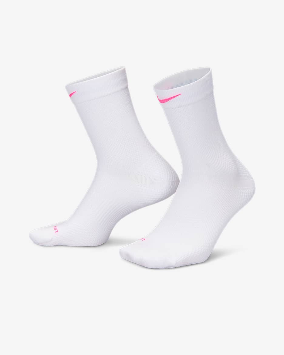 Nike Running Lightweight Micro Crew 速干运动短袜（1 双） - 白色/黑/白金色/透明粉