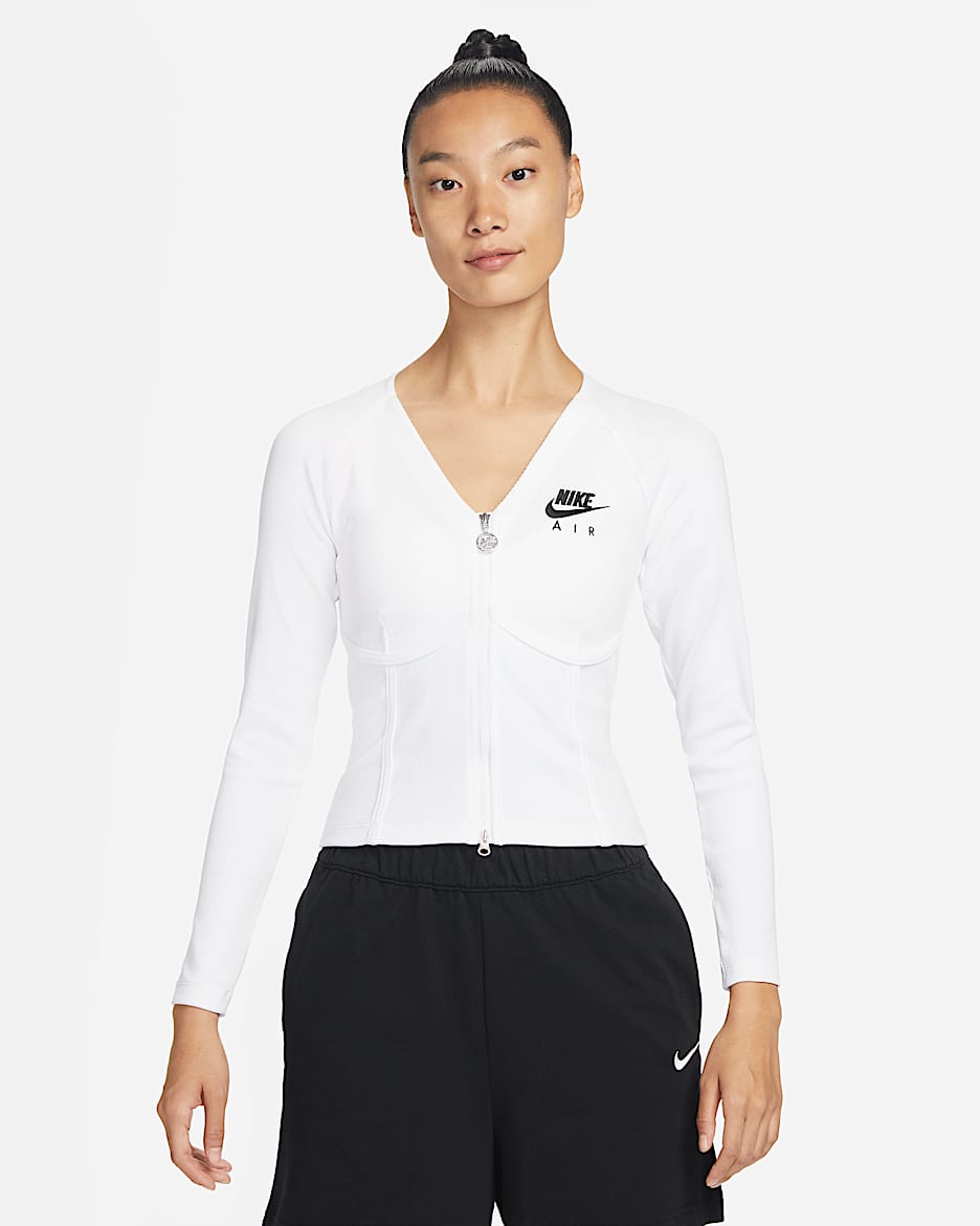 Nike Sportswear 女子长袖拉链开襟上衣鱼骨衣 - 白色