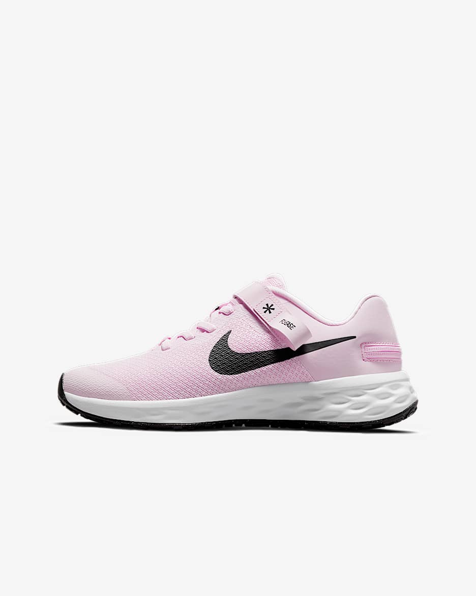 Nike Revolution 6 FlyEase NN (GS) 大童轻松穿脱公路跑步童鞋 - 泡沫粉/黑