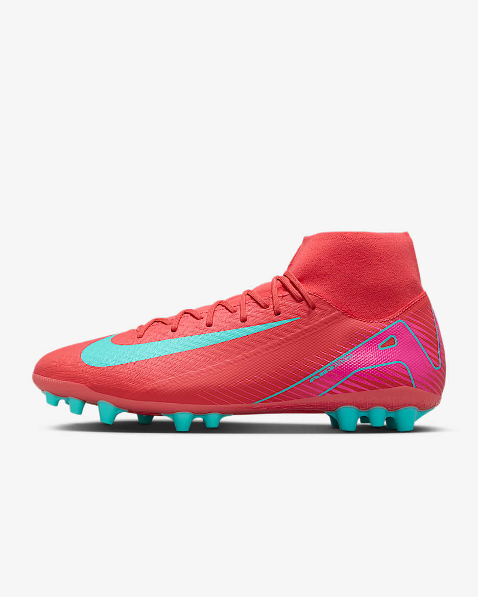 Nike Mercurial Superfly 10 Academy 耐克刺客系列 AG 人造草地高帮足球鞋 - 余烬红/极光绿