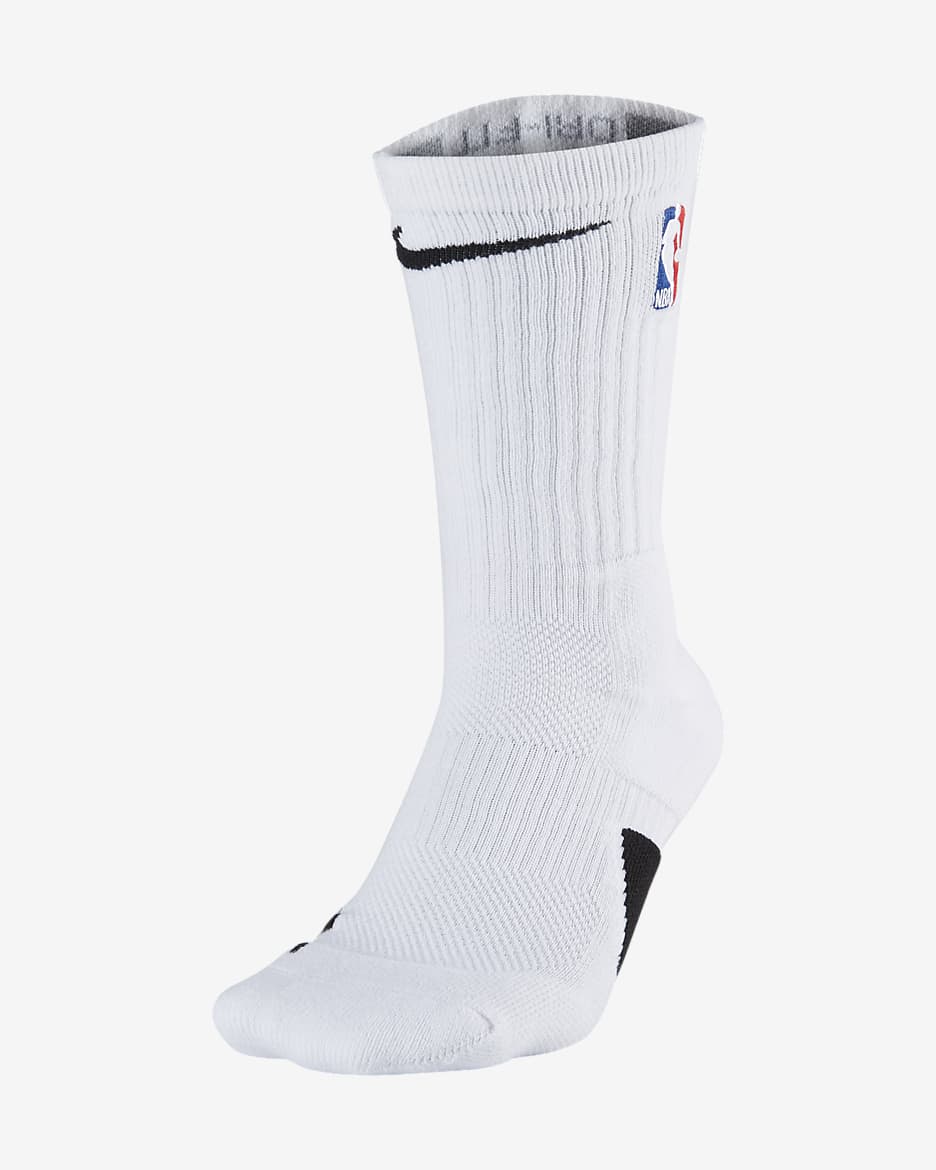 Nike Elite NBA 速干中筒运动袜（1 双） - 白色/黑
