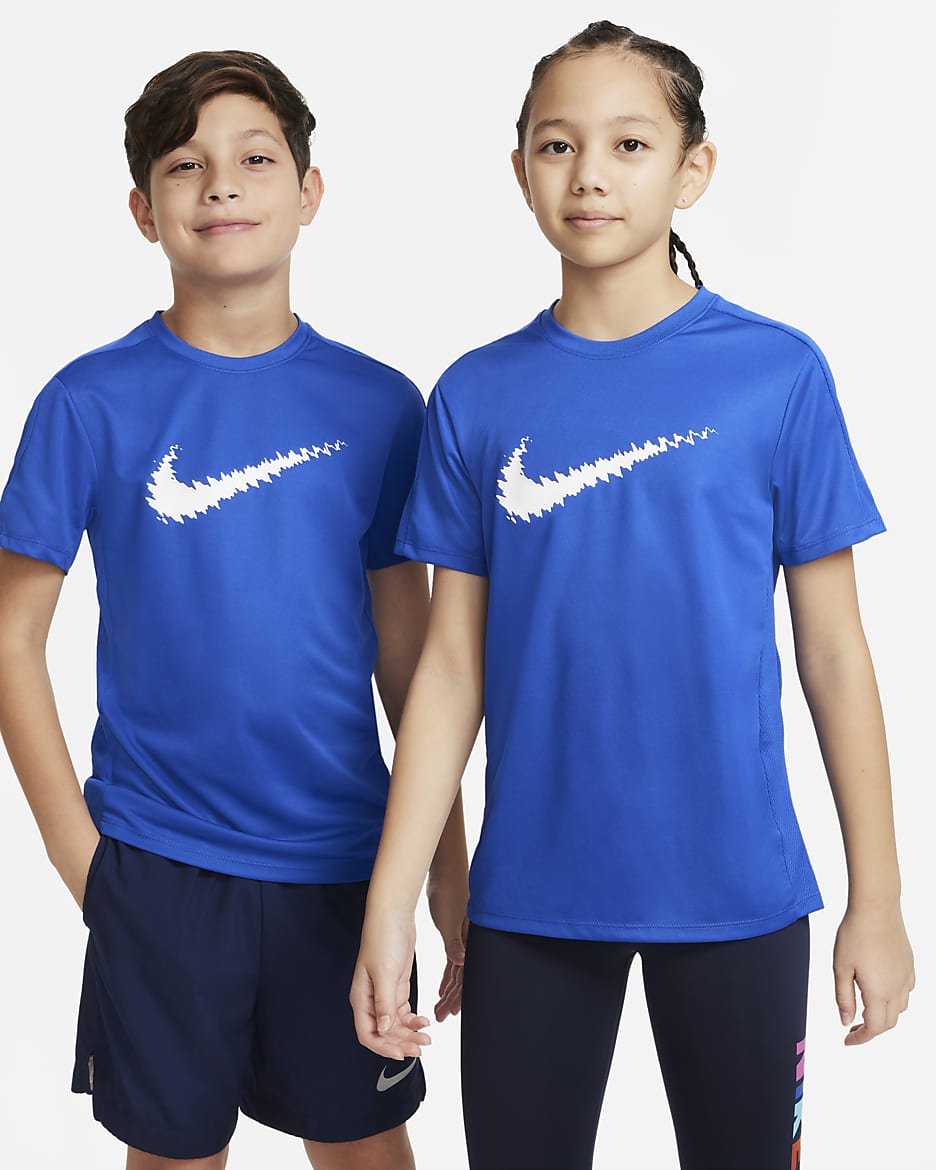 Nike Dri-FIT Trophy 大童速干印花短袖训练上衣 - 游戏宝蓝/白色