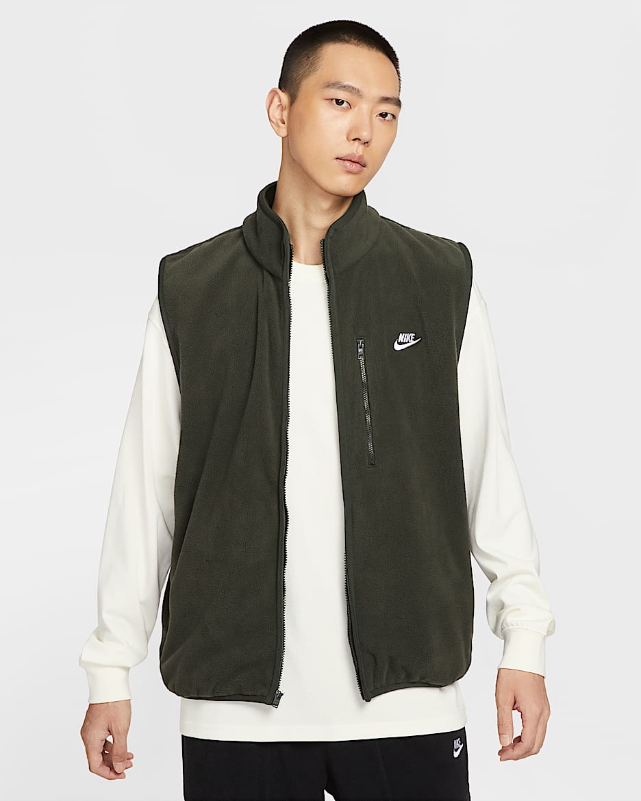 Nike Sportswear Club 男子冬季款摇粒绒马甲 - 红杉绿/白色