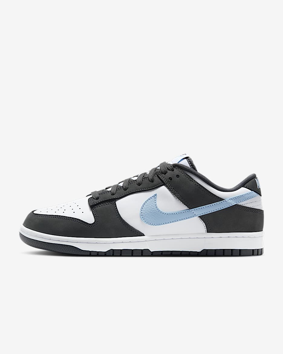 Nike Dunk Low 男子运动鞋 - 白色/煤黑/浅军械蓝