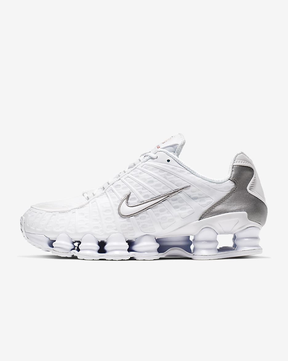 Nike Shox TL 男子气柱运动鞋 - 白色/金属银/亮橘/白色