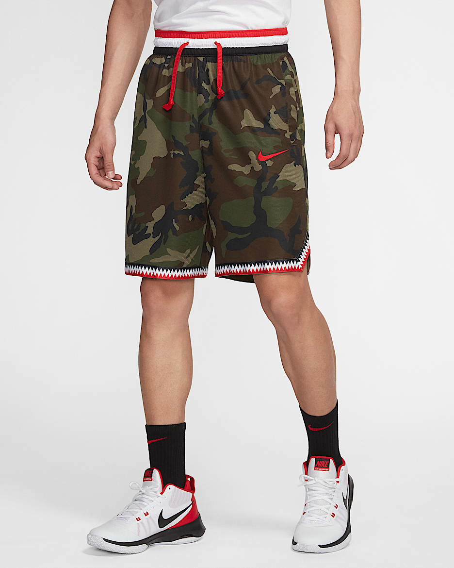Nike Dri-FIT DNA 男子篮球短裤 - 中橄榄绿/大学红/大学红