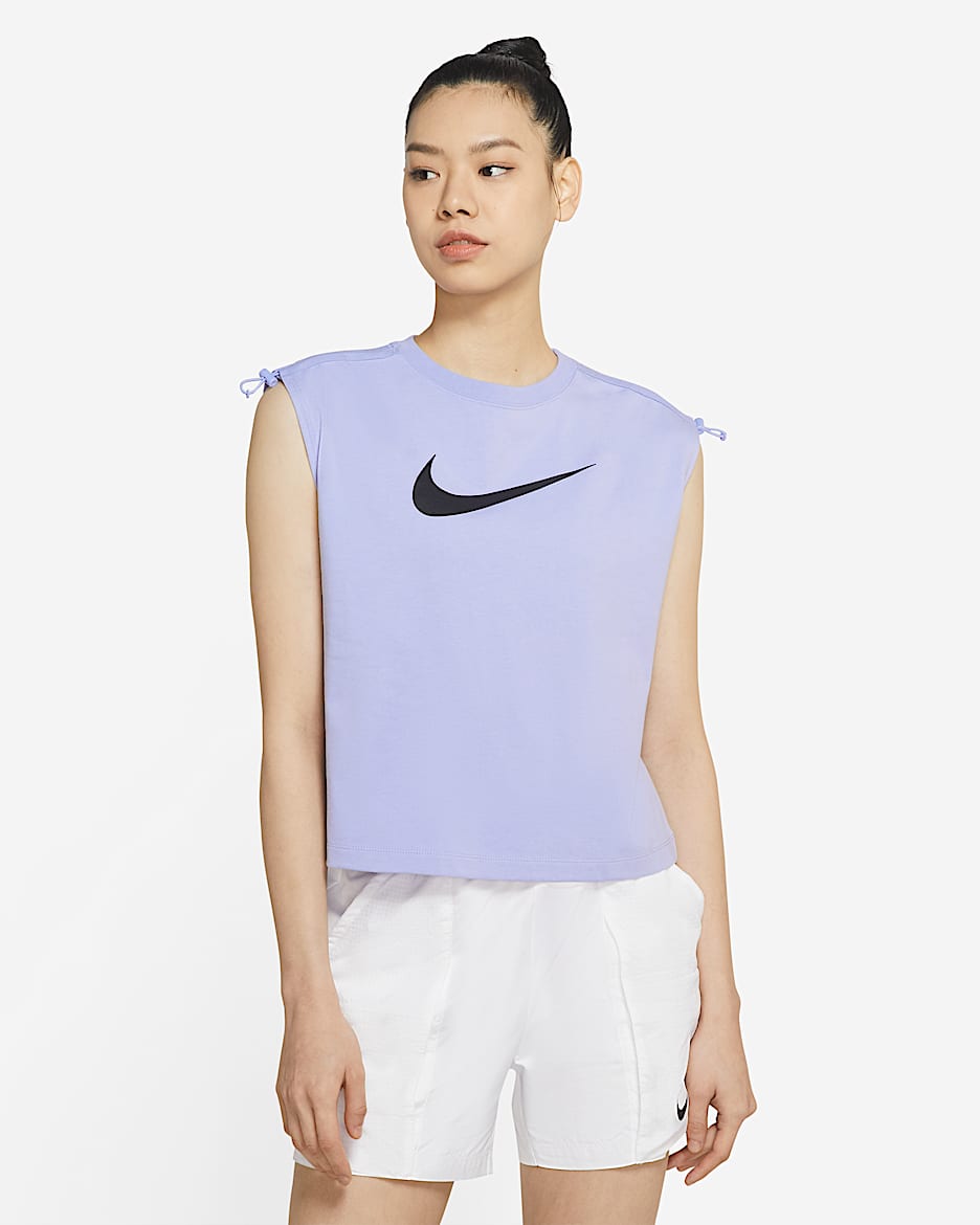 Nike Sportswear Swoosh 女子背心 - 浅蓟紫/黑