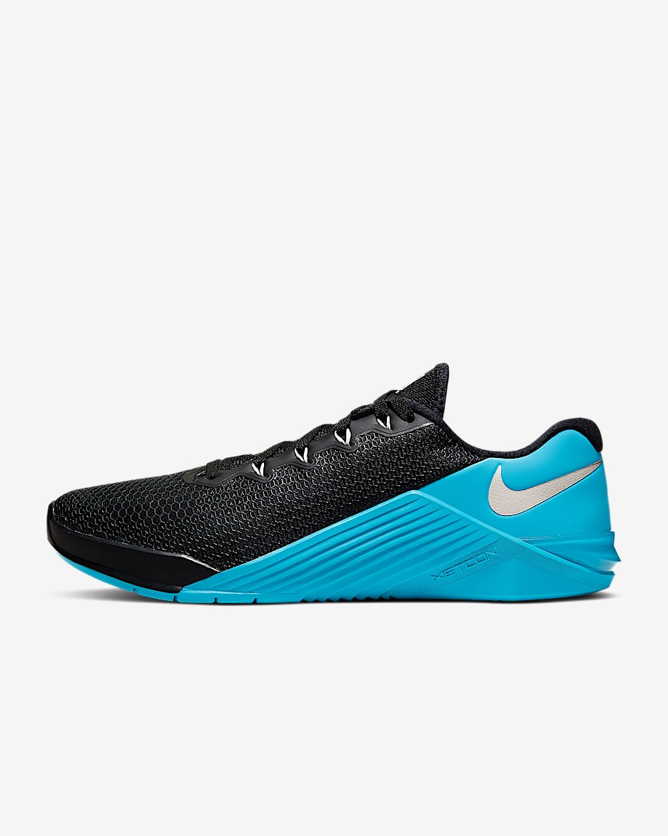 Nike Metcon 5 男/女训练鞋 - 黑/浅电流蓝/赭石沙色