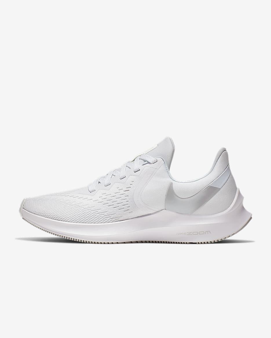 Nike Zoom Winflo 6 女子跑步鞋 - 白色/白金色/金属银灰